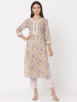 peach cotton suit set - 17617315 - Standard Image - 2