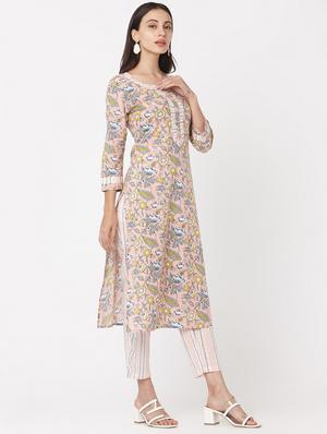 peach cotton suit set - 17617315 - Standard Image - 3