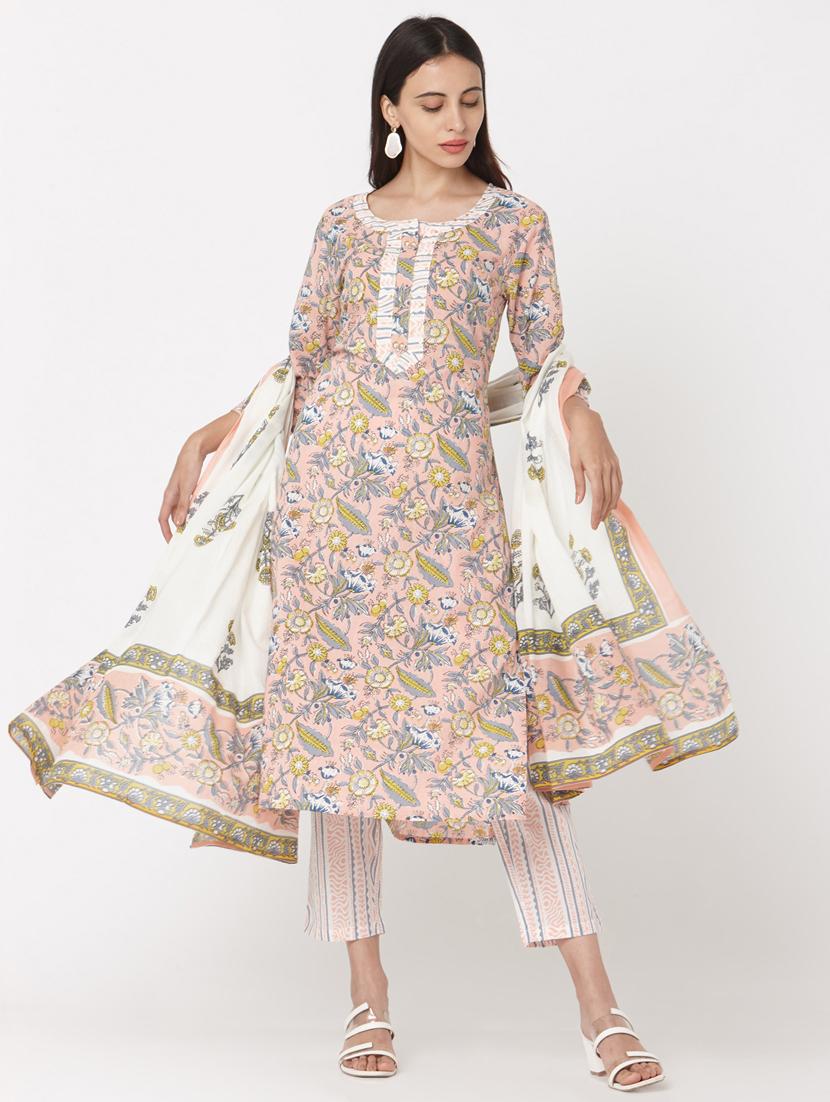 peach cotton suit set - 17617315 - Zoom Image - 1