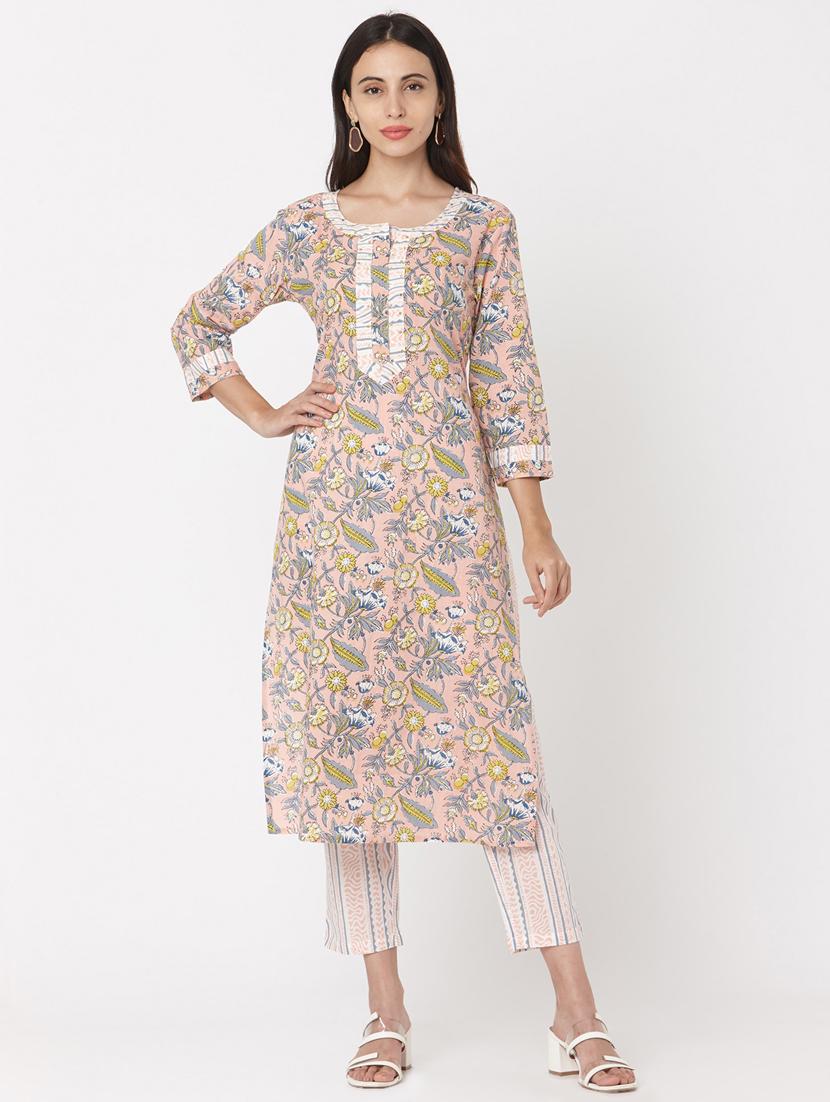 peach cotton suit set - 17617315 - Zoom Image - 2
