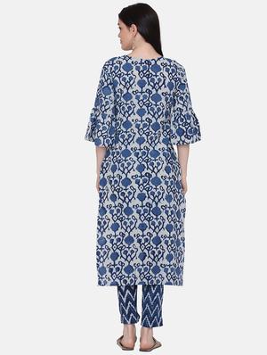 block print kurta pant set - 17617317 - Standard Image - 3