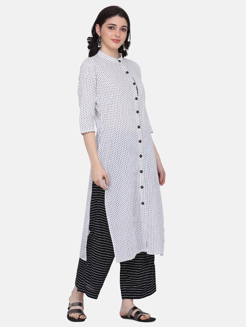 polka dots kurta palazzo set - 17617320 - Zoom Image - 2