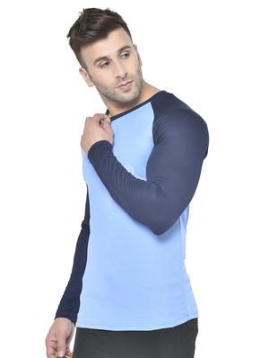 light blue color block raglan t-shirt - 17617331 - Standard Image - 2