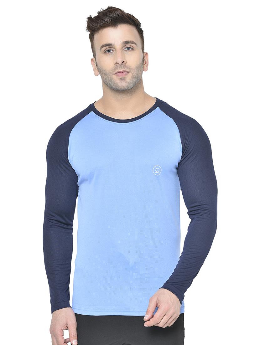 light blue color block raglan t-shirt - 17617331 - Zoom Image - 1