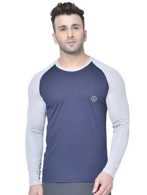 navy blue color block raglan t-shirt - 17617333 - Standard Image - 1