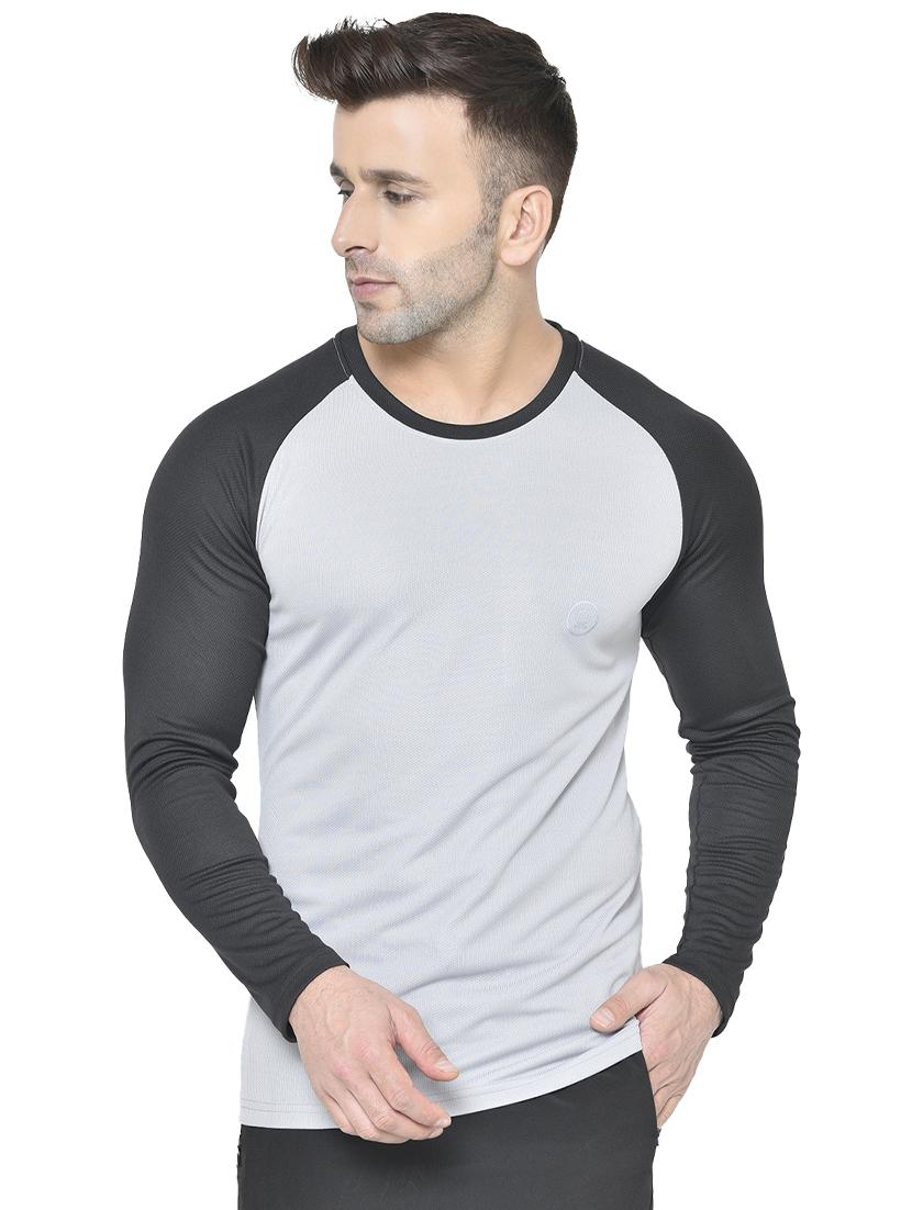 grey color block raglan t-shirt - 17617334 - Zoom Image - 1