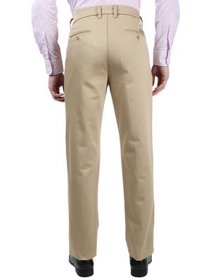 beige solid pleated casual trouser - 17617451 - Standard Image - 3