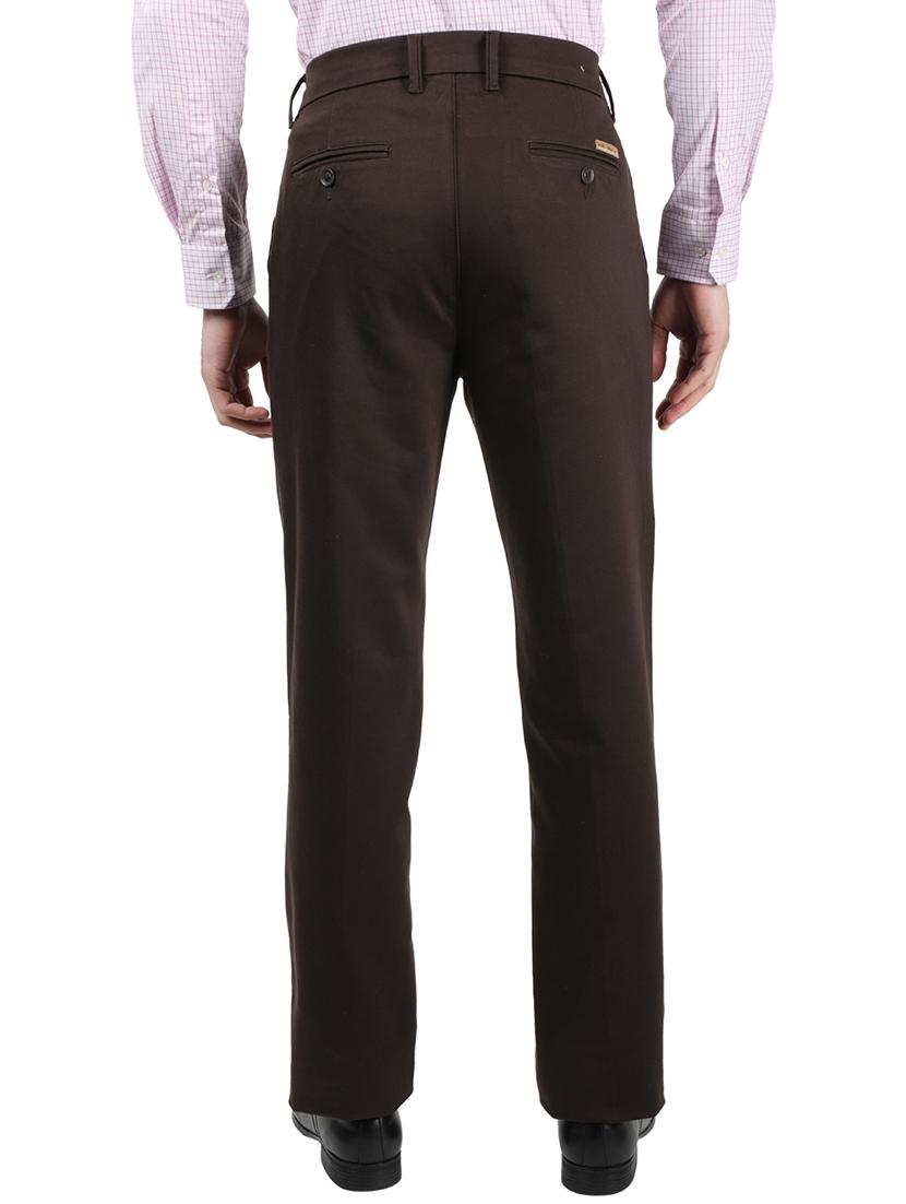brown solid pleated casual trouser - 17617452 - Zoom Image - 3