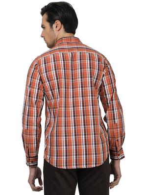 orange checkered casual shirt - 17617481 - Standard Image - 3