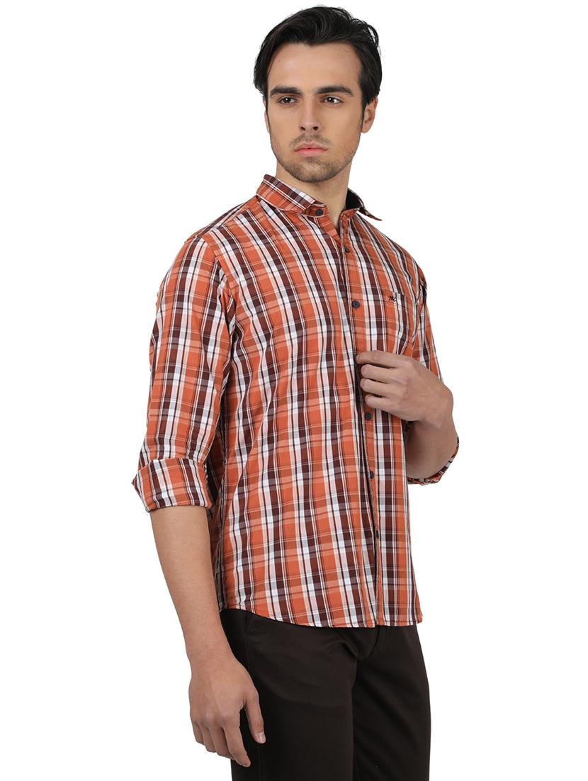 orange checkered casual shirt - 17617481 - Zoom Image - 2