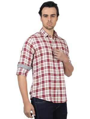 maroon checkered casual shirt - 17617482 - Standard Image - 2