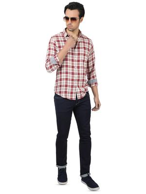 maroon checkered casual shirt - 17617482 - Standard Image - 4