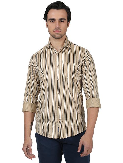 brown striped casual shirt - 17617486 - Standard Image - 1