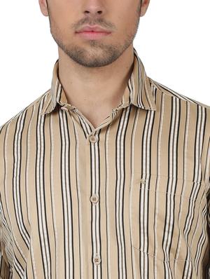 brown striped casual shirt - 17617486 - Standard Image - 5