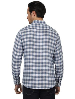 blue checkered linen casual shirt - 17617487 - Standard Image - 3
