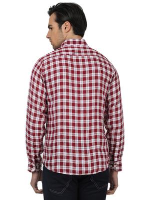 maroon checkered linen casual shirt - 17617488 - Standard Image - 3