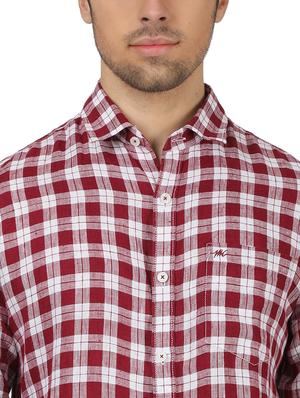 maroon checkered linen casual shirt - 17617488 - Standard Image - 5