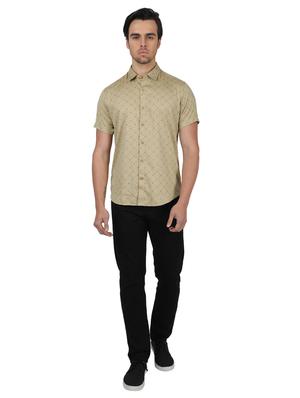 khaki printed casual shirt - 17617494 - Standard Image - 4