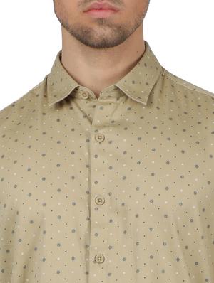 khaki printed casual shirt - 17617494 - Standard Image - 5