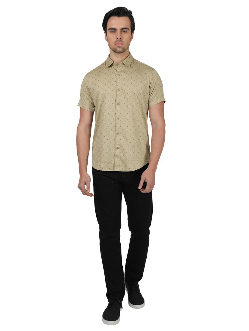 khaki printed casual shirt - 17617494 - Zoom Image - 4