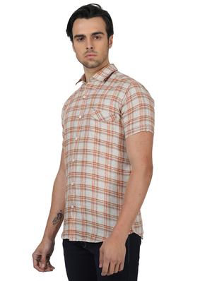 grey checkered linen casual shirt - 17617498 - Standard Image - 2