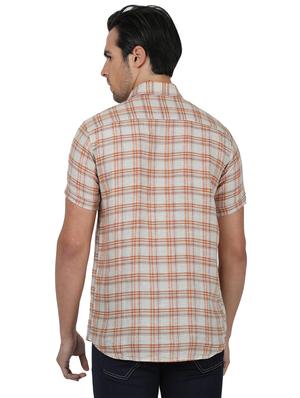 grey checkered linen casual shirt - 17617498 - Standard Image - 3