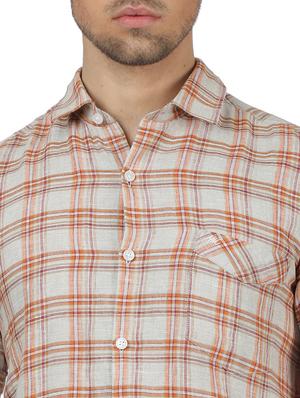 grey checkered linen casual shirt - 17617498 - Standard Image - 5
