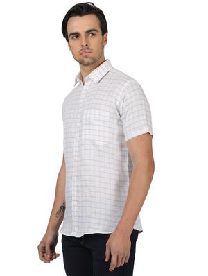 white checkered linen casual shirt - 17617500 - Standard Image - 2