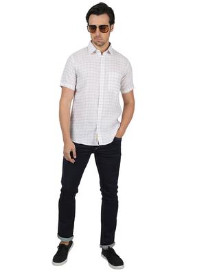white checkered linen casual shirt - 17617500 - Standard Image - 4