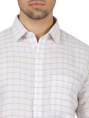 white checkered linen casual shirt - 17617500 - Standard Image - 5