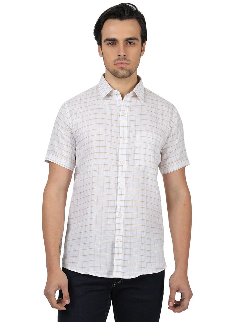 white checkered linen casual shirt - 17617500 - Zoom Image - 1
