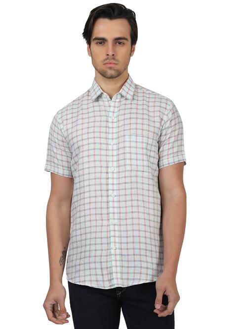 green checkered linen casual shirt - 17617501 - Standard Image - 1