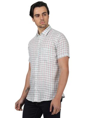 green checkered linen casual shirt - 17617501 - Standard Image - 2