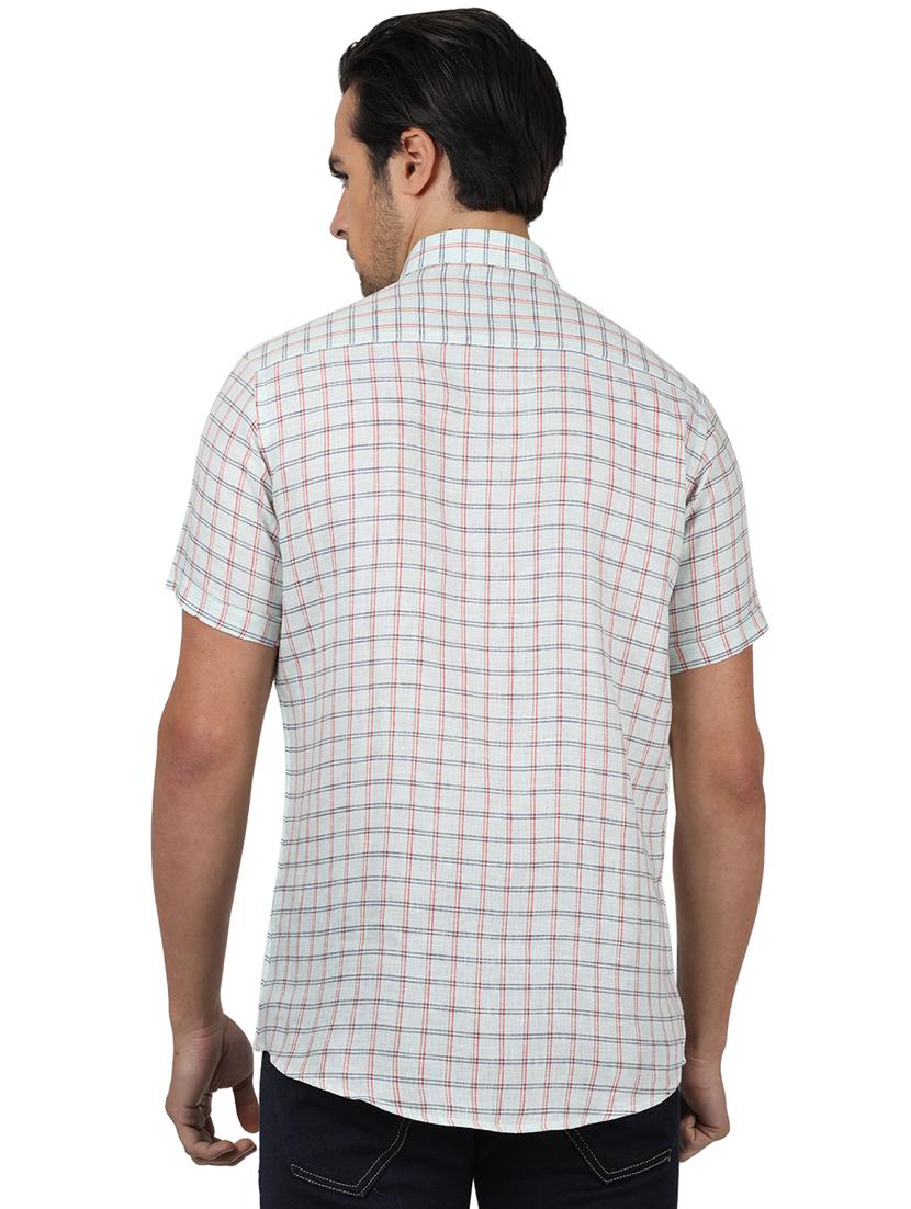 green checkered linen casual shirt - 17617501 - Zoom Image - 3