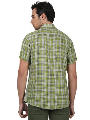 green checkered linen casual shirt - 17617502 - Standard Image - 3