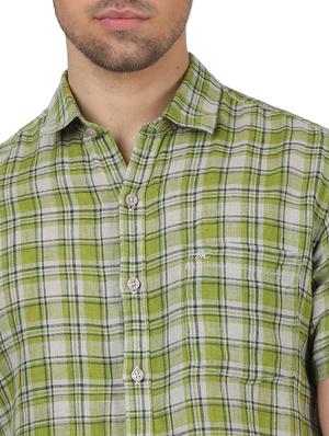 green checkered linen casual shirt - 17617502 - Standard Image - 5