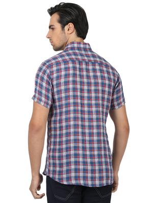 blue checkered linen casual shirt - 17617504 - Standard Image - 3
