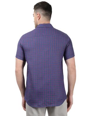 blue checkered linen casual shirt - 17617506 - Standard Image - 3