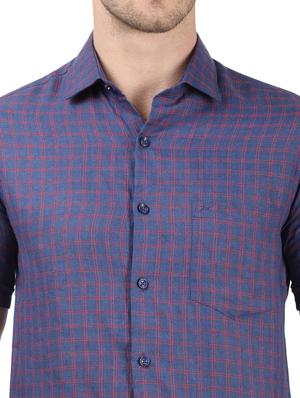 blue checkered linen casual shirt - 17617506 - Standard Image - 5