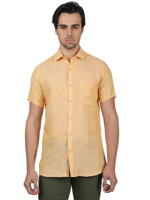 yellow striped linen casual shirt - 17617510 - Standard Image - 1
