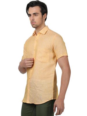 yellow striped linen casual shirt - 17617510 - Standard Image - 2