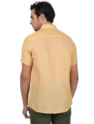 yellow striped linen casual shirt - 17617510 - Standard Image - 3