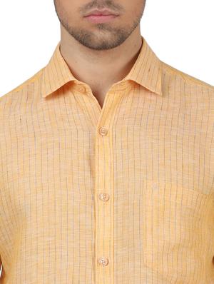 yellow striped linen casual shirt - 17617510 - Standard Image - 5