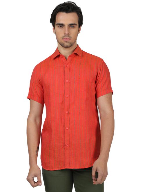 red striped linen casual shirt - 17617513 - Standard Image - 1