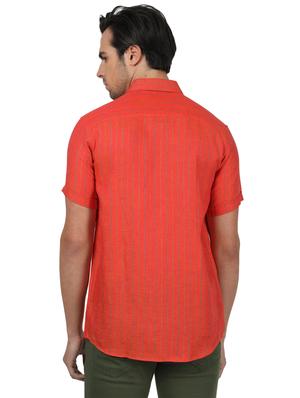 red striped linen casual shirt - 17617513 - Standard Image - 3