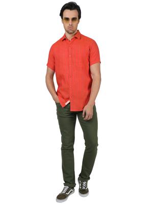 red striped linen casual shirt - 17617513 - Standard Image - 4