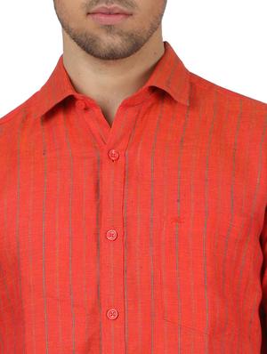 red striped linen casual shirt - 17617513 - Standard Image - 5