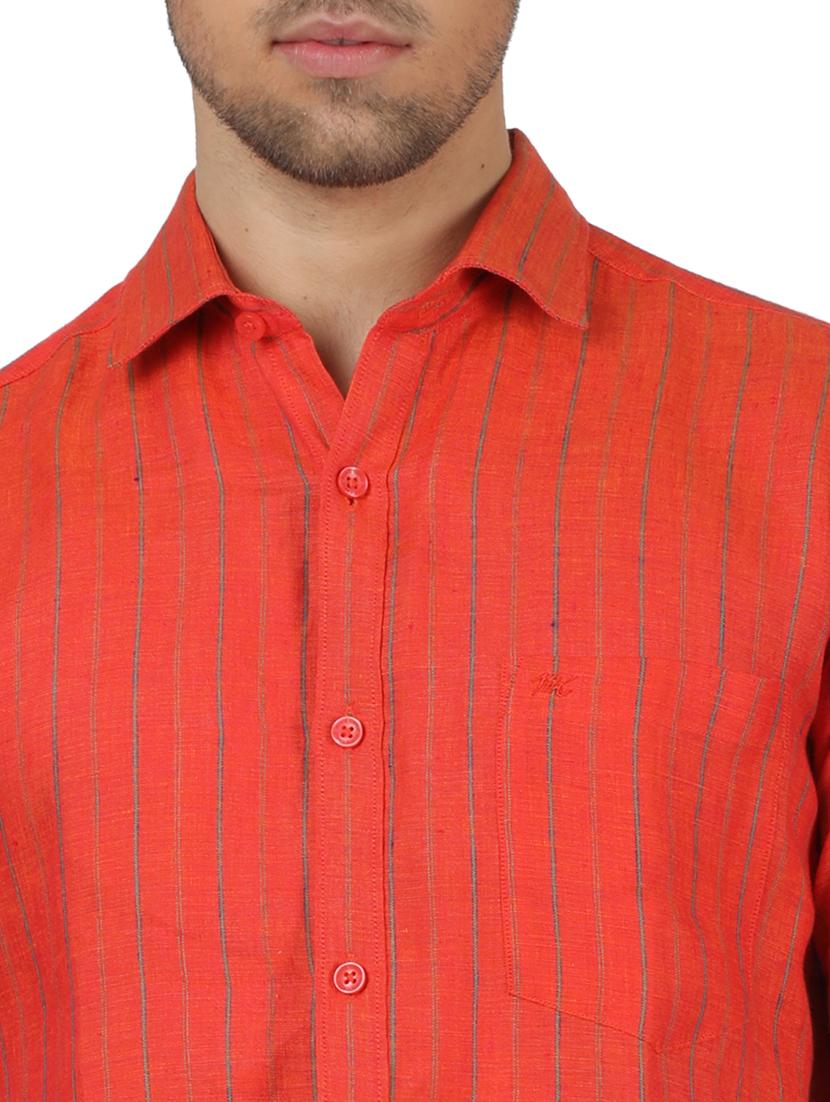 red striped linen casual shirt - 17617513 - Zoom Image - 5