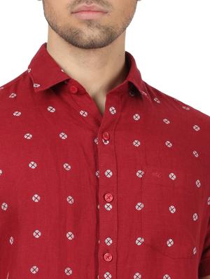 maroon printed linen casual shirt - 17617520 - Standard Image - 5