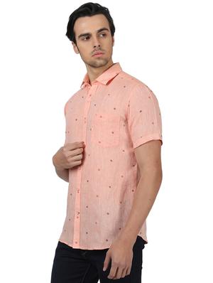 pink printed linen casual shirt - 17617522 - Standard Image - 2